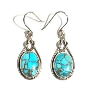 Sterling Silver Mojave Turquoise Dangle Drop Earrings